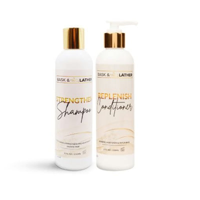 Strengthen & Replenish Shampoo and Conditioner Set - Anti - Breakage - Bask and Lather Co